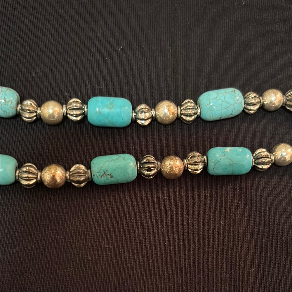 Turquoise and Silver Heart Pendant Necklace - Picture 5 of 7